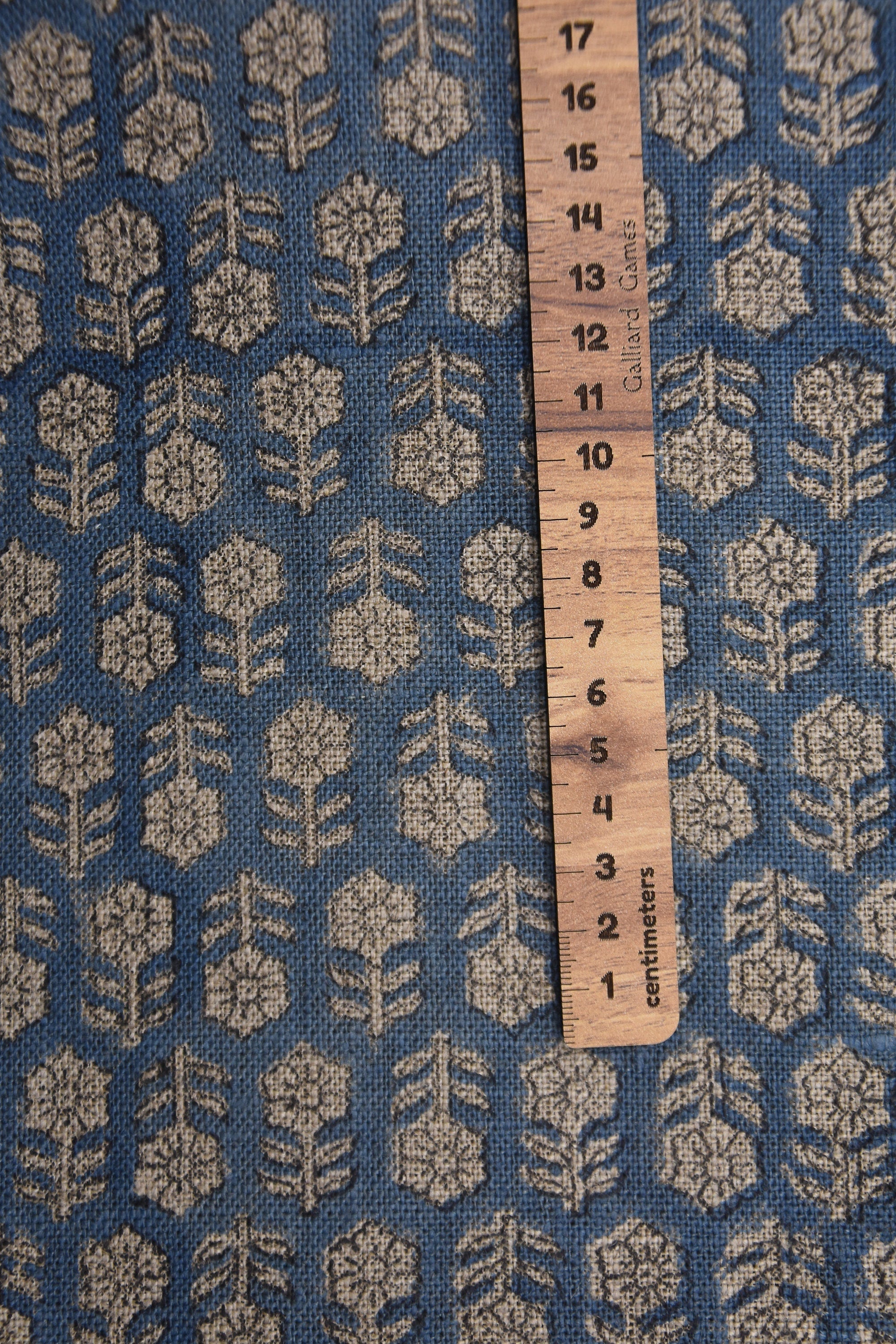 Block Print Thick Linen 58" Wide, handblock floral curtains, Indian fabric Cushion Cover, Blue color linen - Tusli Butti