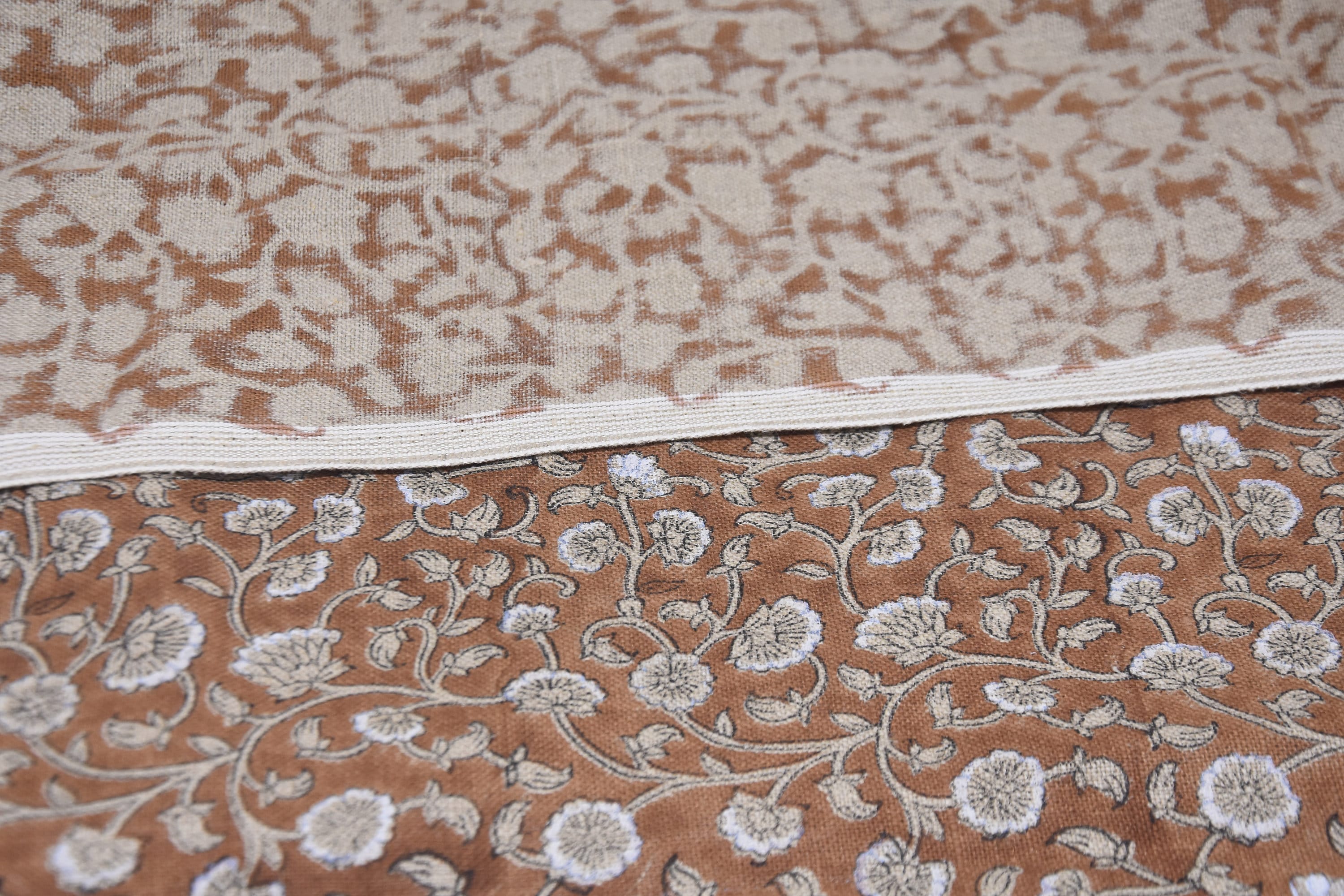 Indian fabric Thick linen 58"wide, hand block print, curtains fabric block print, Pillow cover fabric - HIMACHAL