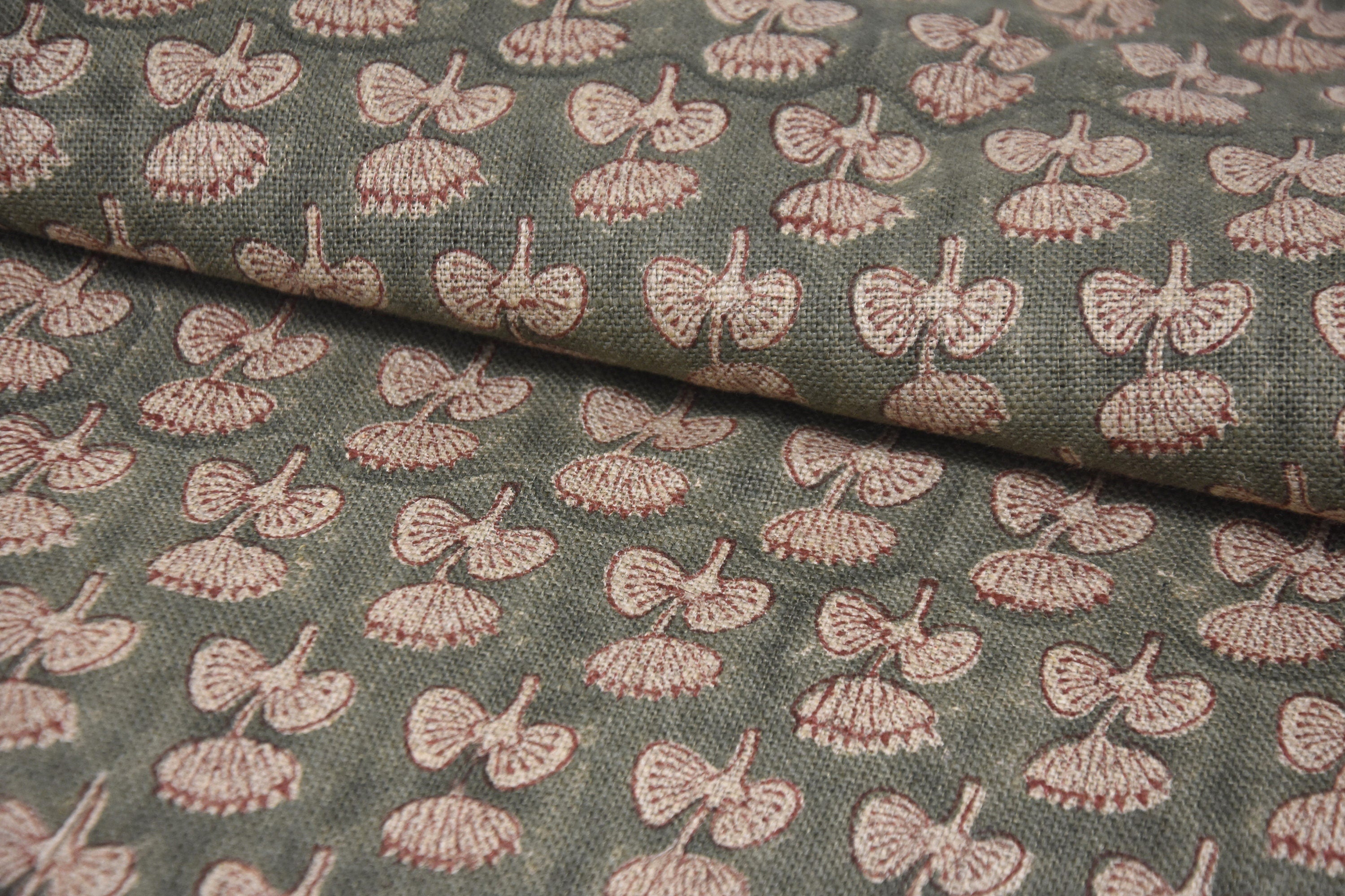 Thick linen 58" wide, Indian fabric print, Block print curtains, linen block print, handmade blocks, Sewing fabric - DAMARU