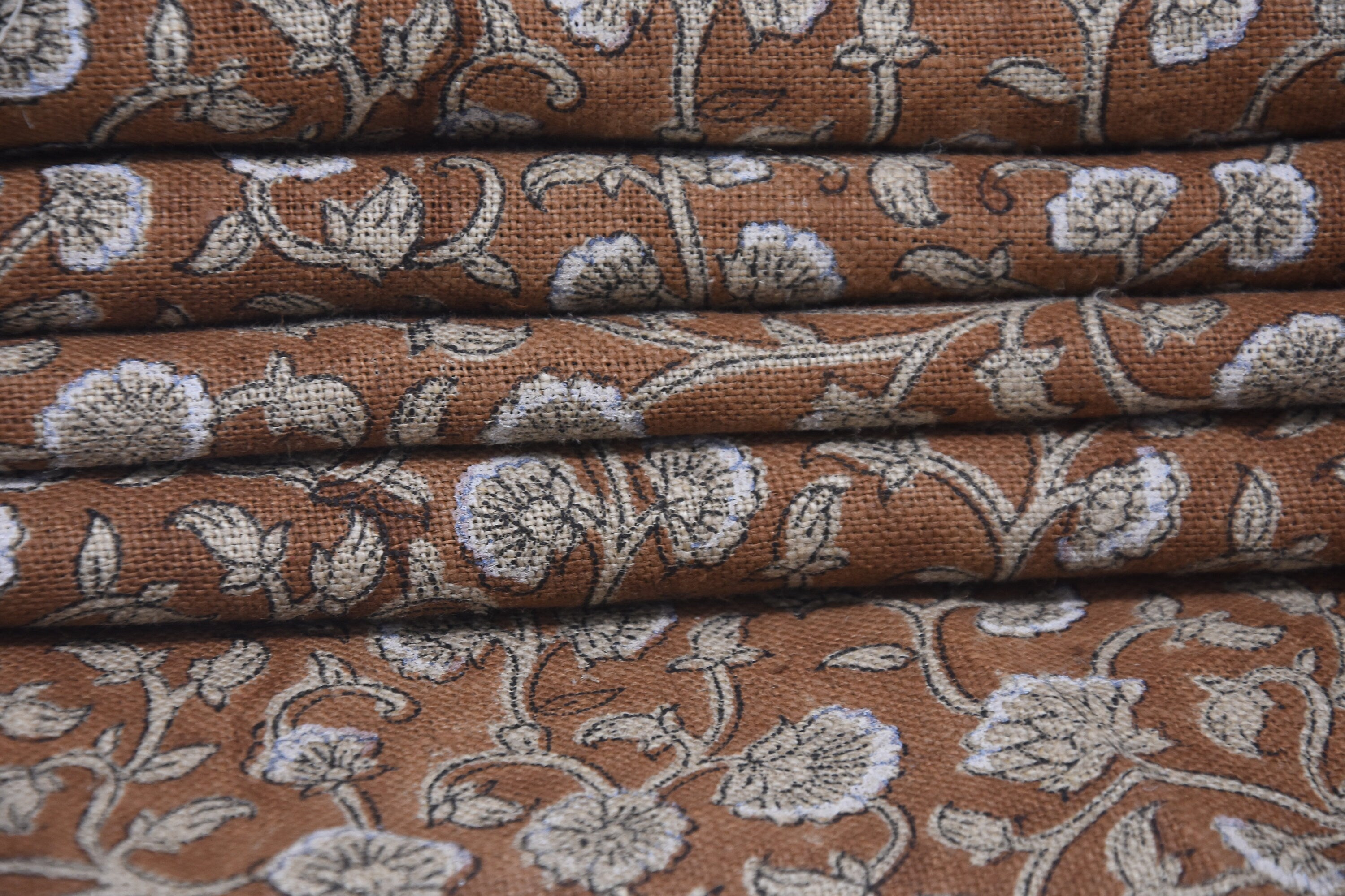 Indian fabric Thick linen 58"wide, hand block print, curtains fabric block print, Pillow cover fabric - HIMACHAL