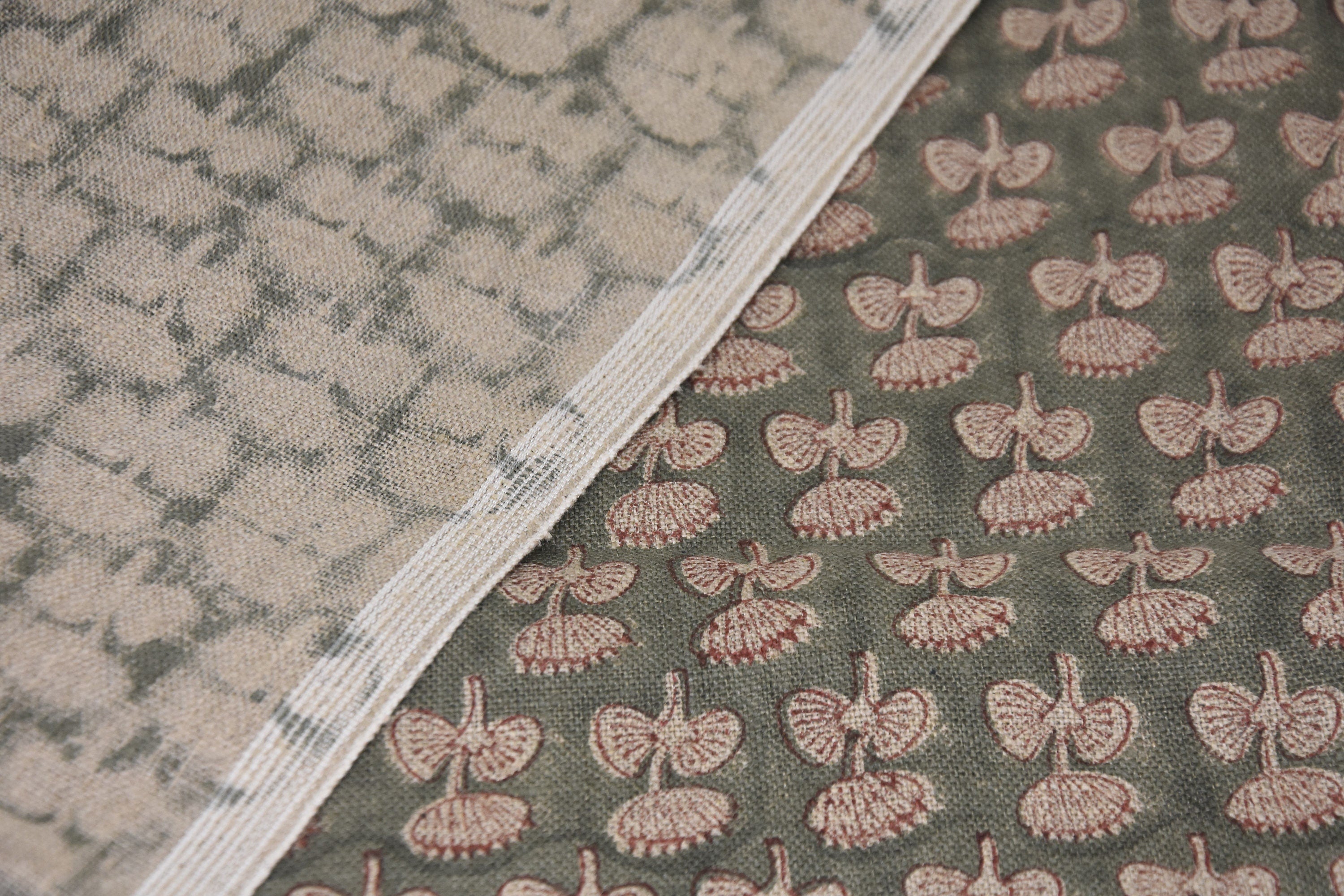 Thick linen 58" wide, Indian fabric print, Block print curtains, linen block print, handmade blocks, Sewing fabric - DAMARU