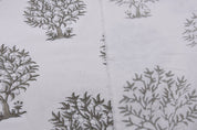 Block print Thick Cotton White 63" wide, Curtains for home, Indian fabric, handmade tree printed fabric - ANAR