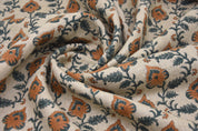 Block print thick linen 58" W fabric, table cushions, upholstery, heavy linen fabric, linen table cloth, pillow - MADHUBALA