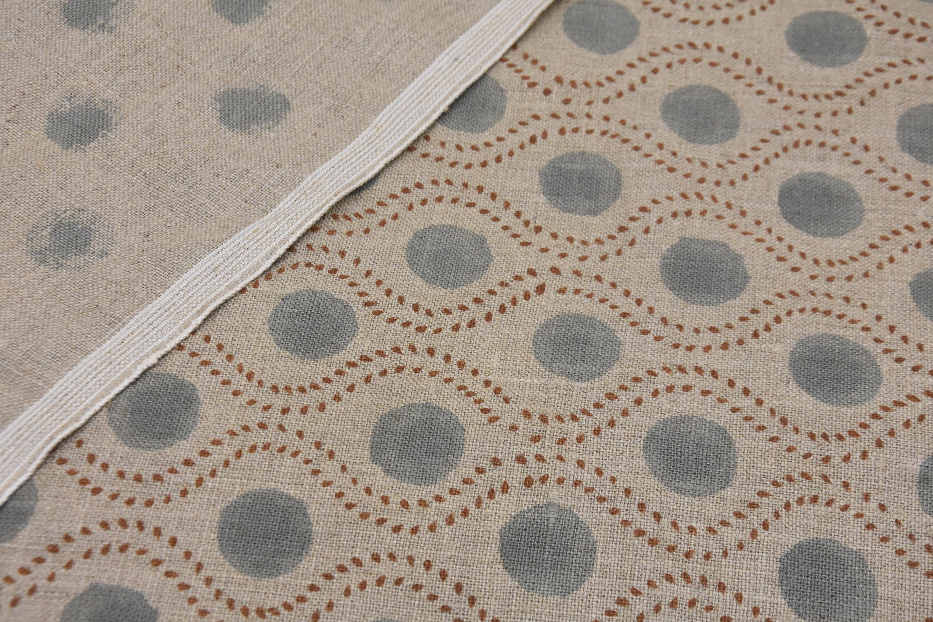 Block print thick linen 58" wide, hand block print, windowpane, pillow cover, decorative cushion, sofa and table cloth - RAAJBHOG