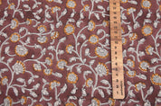 Pure linen block print 58" wide, handmade cushion fabric, linen fabric by the yard, linen floral lampshade and curtains - HIMACHAL