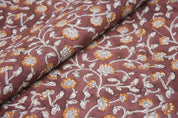 Pure linen block print 58" wide, handmade cushion fabric, linen fabric by the yard, linen floral lampshade and curtains - HIMACHAL
