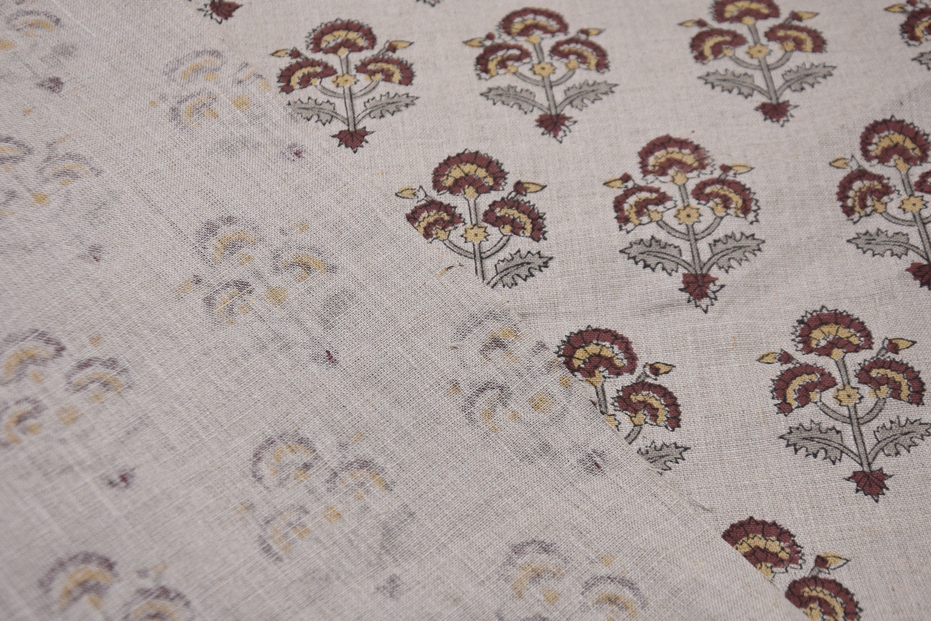 Thick Cotton 44" Wide, Block Print, Handmade, Indian Cushion Cover, Sofa and Table Cloth, Floral Printed - TRAFFIC LIGHT
