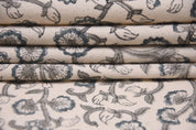 Block print duck canvas 50" wide, cushion cover, upholstery fabric, sofa and table cloth, pillow cover, quilting fabric - HIMACHAL