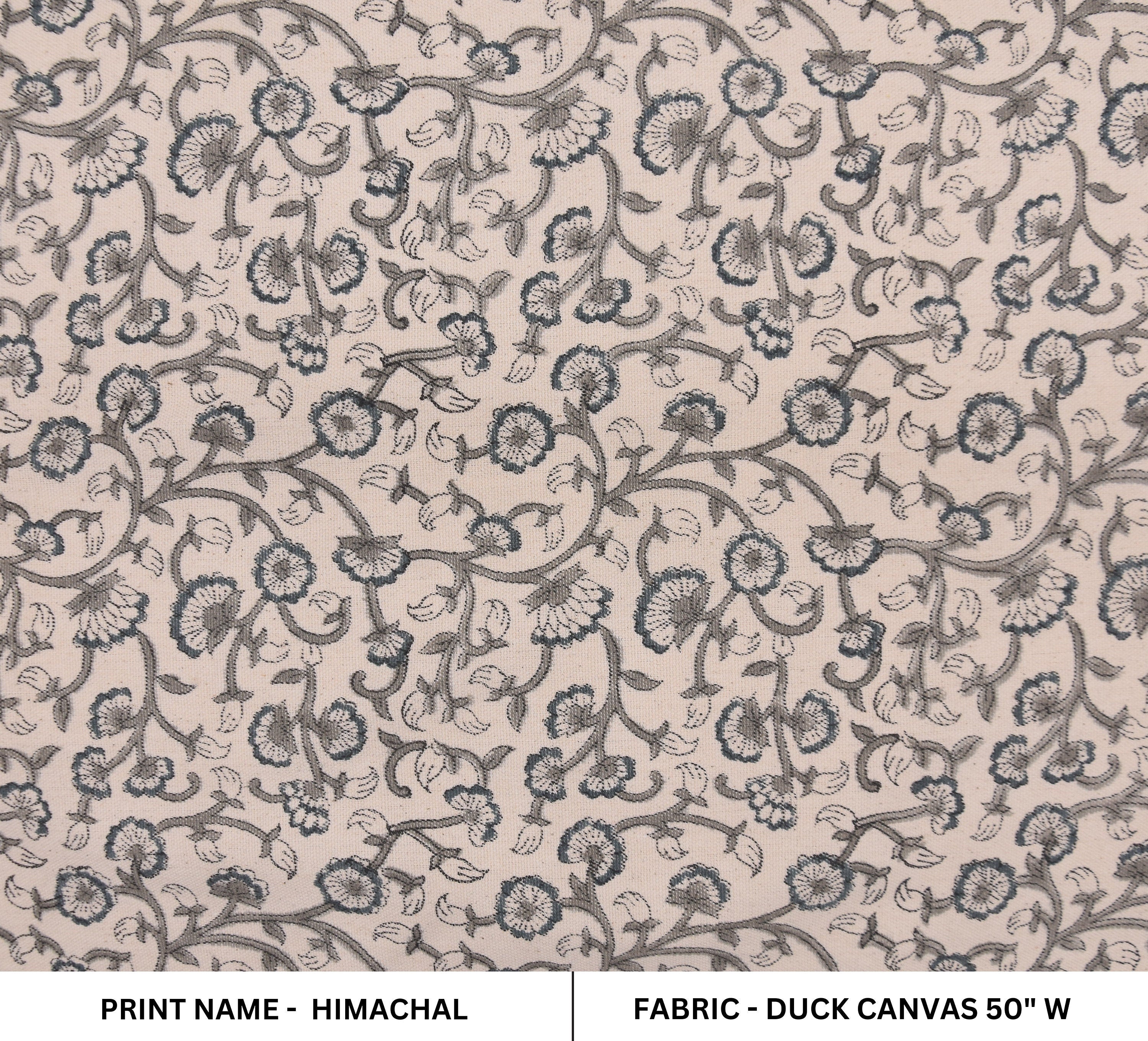 Block print duck canvas 50" wide, cushion cover, upholstery fabric, sofa and table cloth, pillow cover, quilting fabric - HIMACHAL