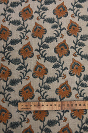 Block print thick linen 58" W fabric, table cushions, upholstery, heavy linen fabric, linen table cloth, pillow - MADHUBALA