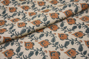Block print thick linen 58" W fabric, table cushions, upholstery, heavy linen fabric, linen table cloth, pillow - MADHUBALA
