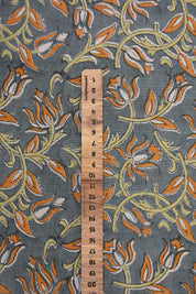 Block print pure linen 58" wide fabric, handmade pillow fabric, linen fabric for table covers, premium linen fabric  - KAMAL DUTTA