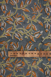 Block print pure linen 58" wide fabric, handmade pillow fabric, linen fabric for table covers, premium linen fabric  - KAMAL DUTTA