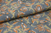 Block print pure linen 58" wide fabric, handmade pillow fabric, linen fabric for table covers, premium linen fabric  - KAMAL DUTTA