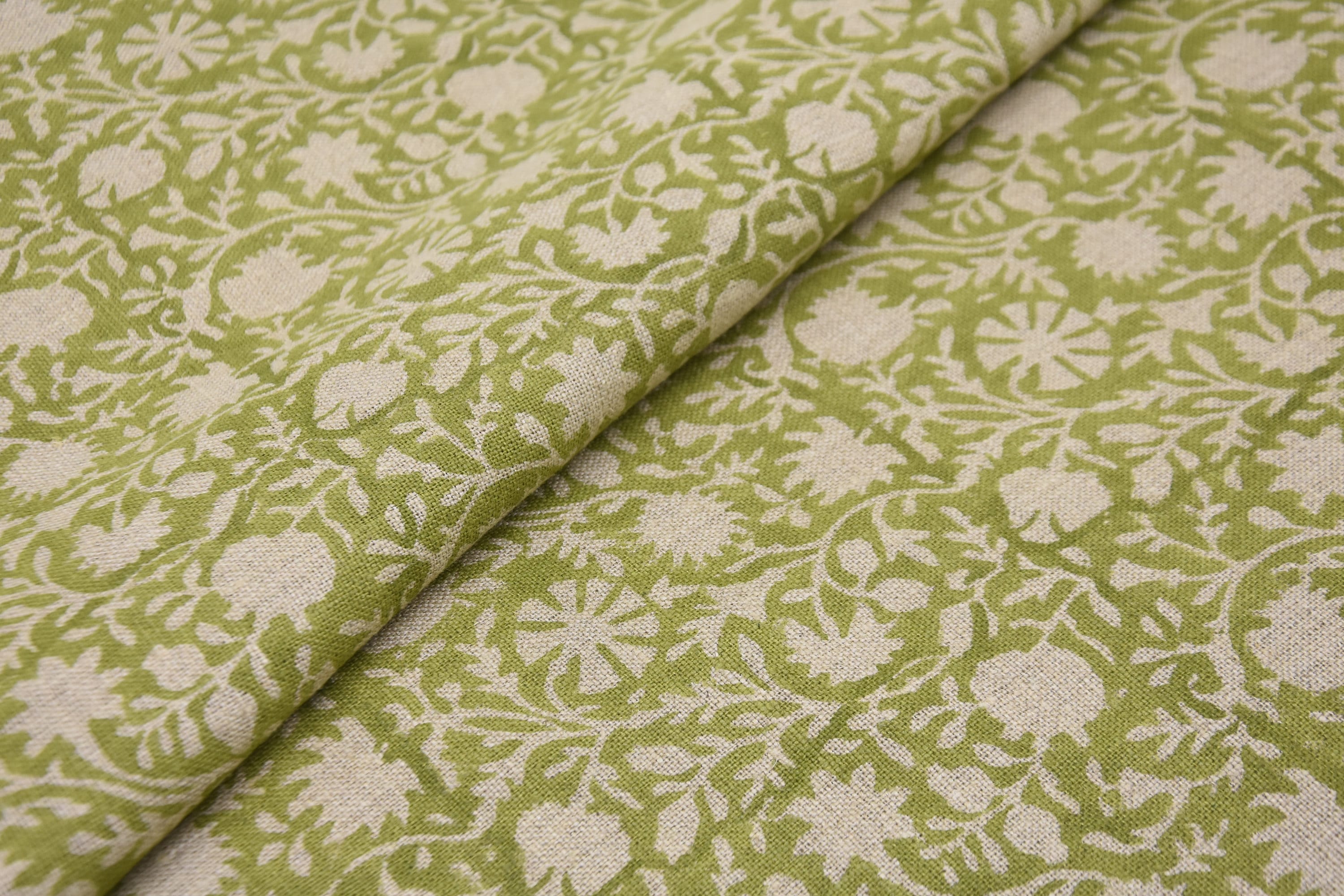 Block print thick Linen 58" Wide, hand block print, Indian Craft Fabric, Home Decor, Linen Napkins, Linen fabric -Chakri