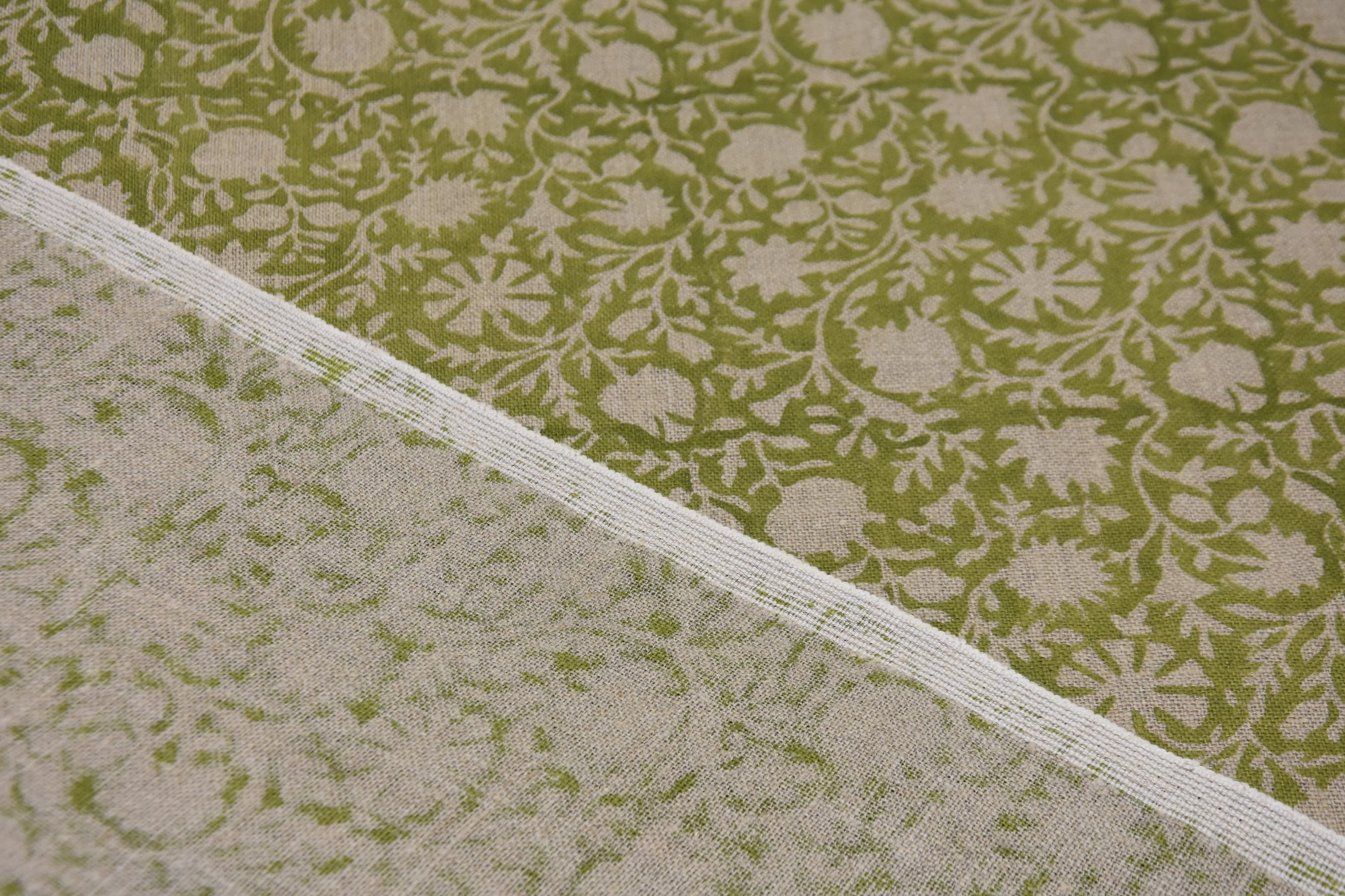 Block print thick Linen 58" Wide, hand block print, Indian Craft Fabric, Home Decor, Linen Napkins, Linen fabric -Chakri