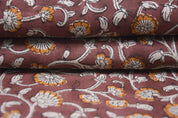 Pure linen block print 58" wide, handmade cushion fabric, linen fabric by the yard, linen floral lampshade and curtains - HIMACHAL
