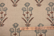 Block print thick linen 58" wide , gray hand block print, Indian cushion cover, linen by yard, sofa and table cover - AMITABH