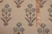 Block print thick linen 58" wide , gray hand block print, Indian cushion cover, linen by yard, sofa and table cover - AMITABH