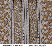 Block print fabric, linen fabric pillows and cushions, pure linen 58" wide, printed curtains, Indian block print fabric - TITLEE BORDER