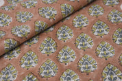 Floral windowpane fabric, duck canvas 50" wide, linen by yard, handmade block print art, drapery linen fabric - BETAL LEAF