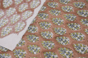 Floral windowpane fabric, duck canvas 50" wide, linen by yard, handmade block print art, drapery linen fabric - BETAL LEAF