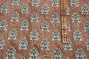 Floral windowpane fabric, duck canvas 50" wide, linen by yard, handmade block print art, drapery linen fabric - BETAL LEAF