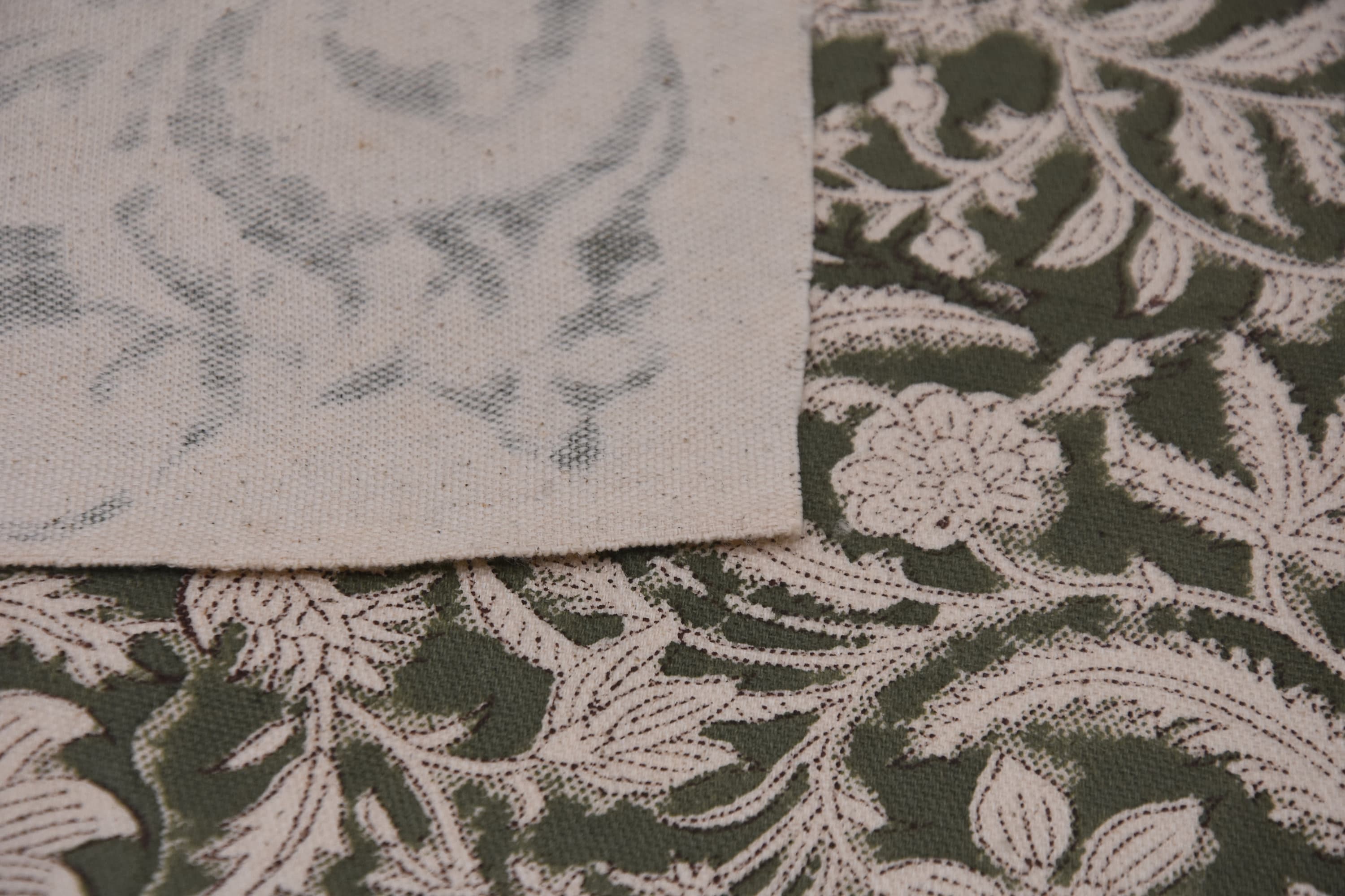 Hand block print , duck canvas 50" wide, table runners and cushion cover, linen fabric, window curtains - KUNDANVAN