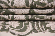 Hand block print , duck canvas 50" wide, table runners and cushion cover, linen fabric, window curtains - KUNDANVAN