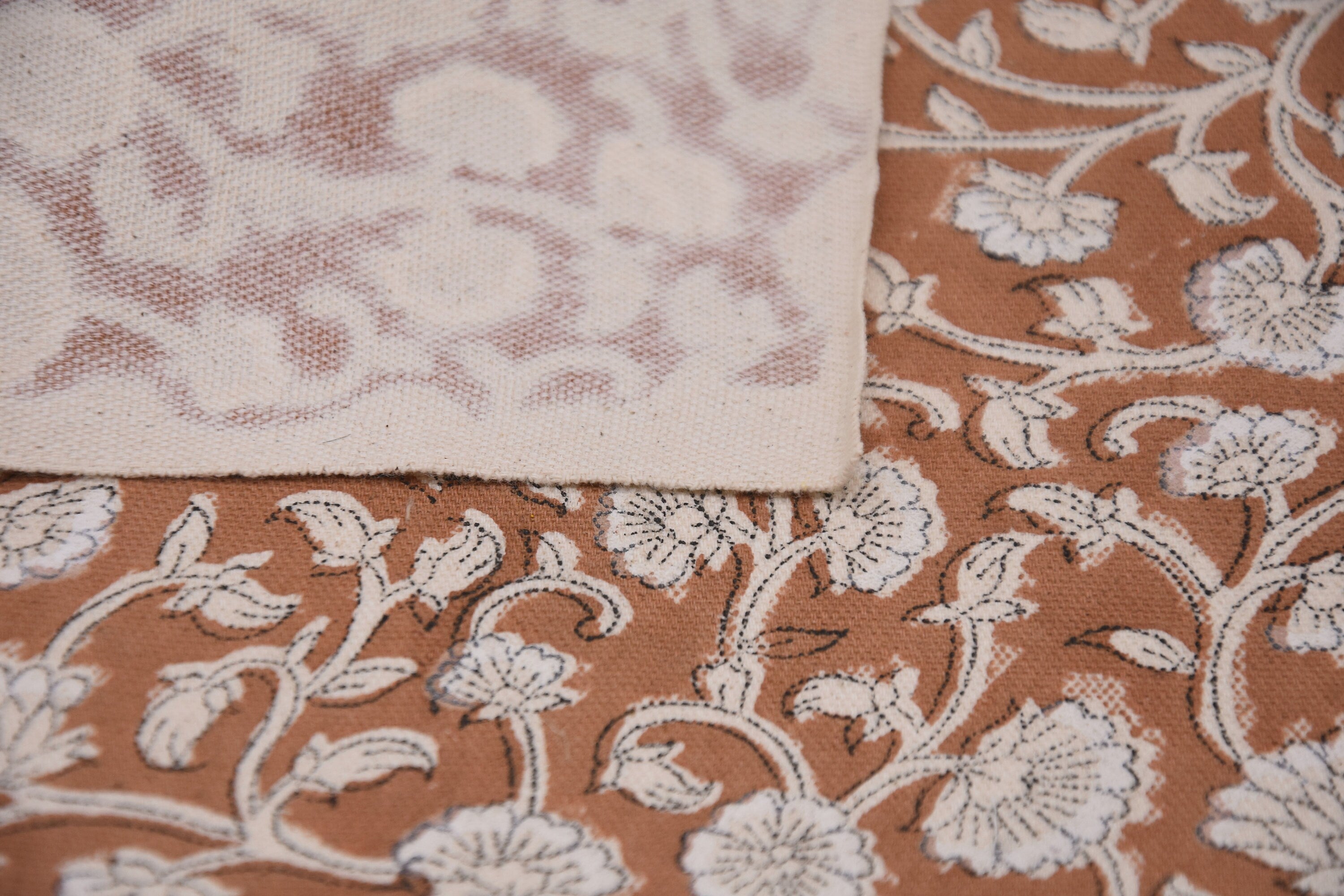 Cotton fabric, pillow and cushions fabric, window curtains, duck canvas 50" wide, block print linen, durable linen - HIMACHAL