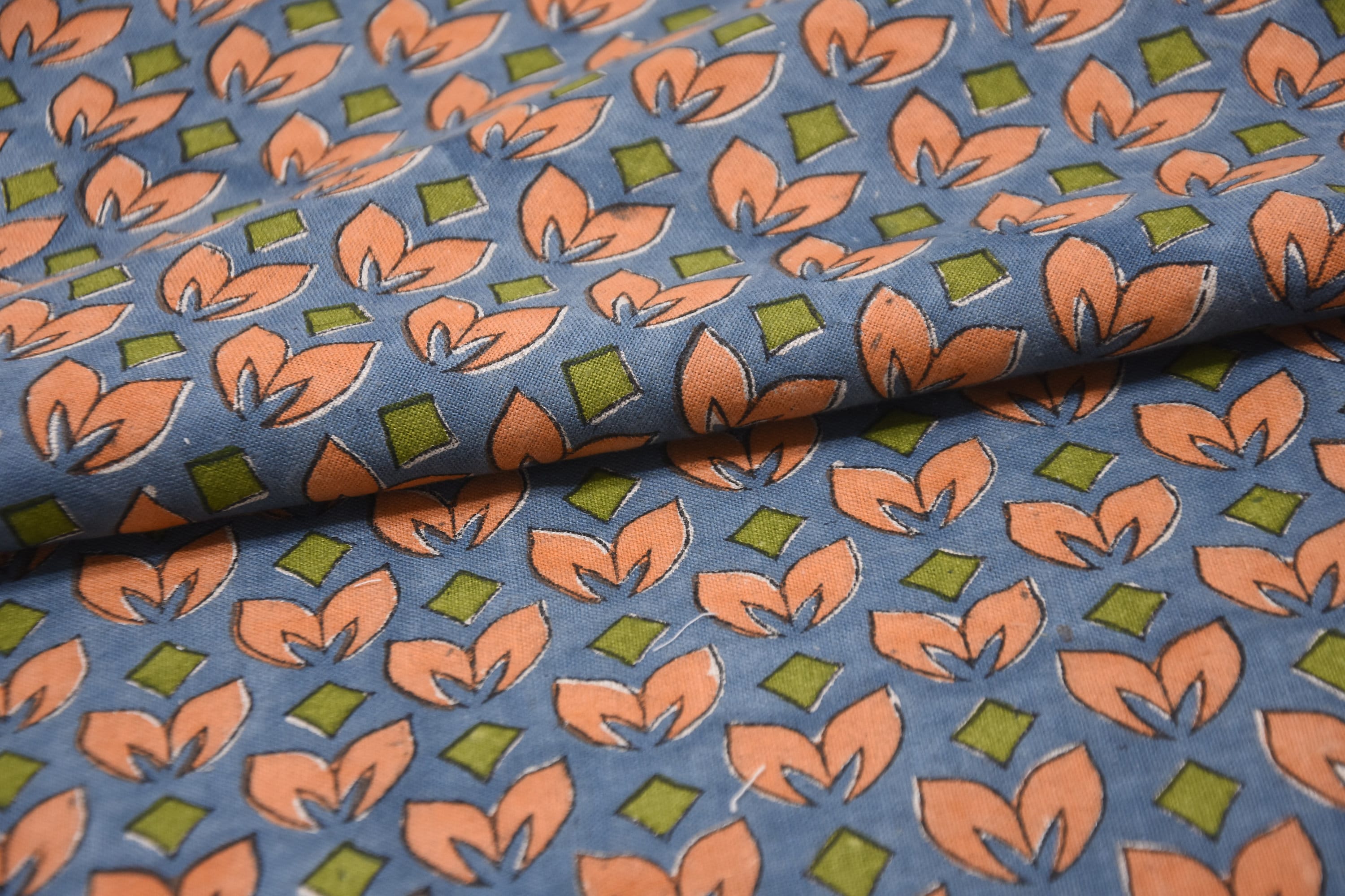 Block print pure linen 58" wide fabric for curtains, pillows, cushions, and drapes, Indian handmade art  - TITLEE