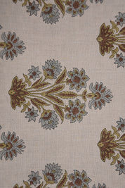 Pure linen 58" wide block print fabric, upholstery chair cover, natural soft fabric for cushions, pillows and tablecloth - MORPANKH