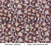 Cotton fabric, table cloth, duck canvas, floral linen fabric, wall hangings, block print fabric, Indian art, fabric by yard - HIMACHAL