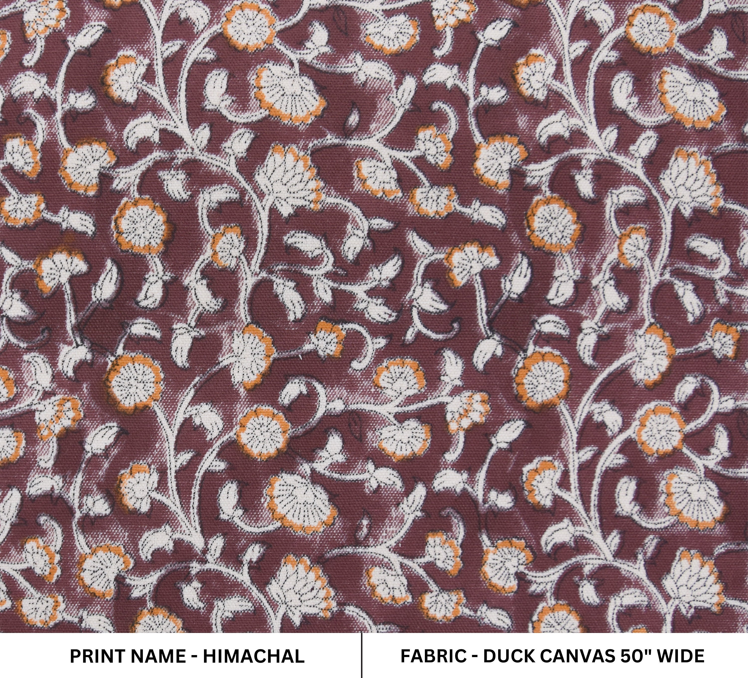 Cotton fabric, table cloth, duck canvas, floral linen fabric, wall hangings, block print fabric, Indian art, fabric by yard - HIMACHAL