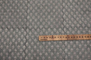 Graceful Blooms Block Printed Pure Linen in Gray Floral Design Fabric - RIVA