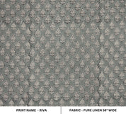 Graceful Blooms Block Printed Pure Linen in Gray Floral Design Fabric - RIVA