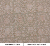 Hand block print pure linen floral handmade art, linen window curtains, pillow cover, cushions, table napkins - 6 KAMAL