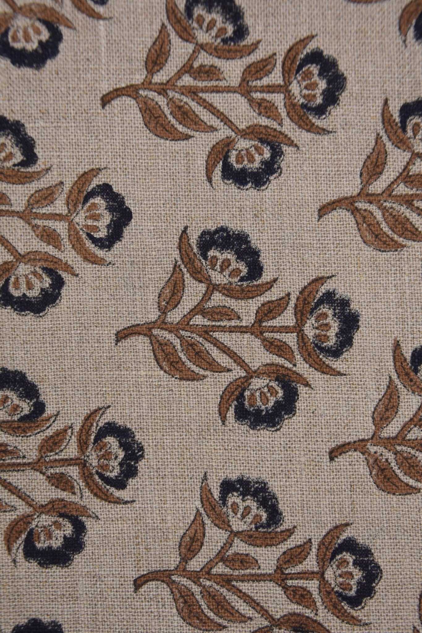 Handmade block print, thick linen 58" wide, linen fabric for pillows, cushions, curtains and table cloth - BAELPATRA