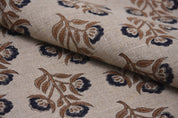 Handmade block print, thick linen 58" wide, linen fabric for pillows, cushions, curtains and table cloth - BAELPATRA