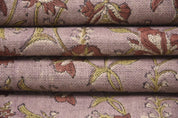 Floral thick linen 58" wide fabric, block print linen, home décor, designer block print fabric, handmade block art - NAAYAB
