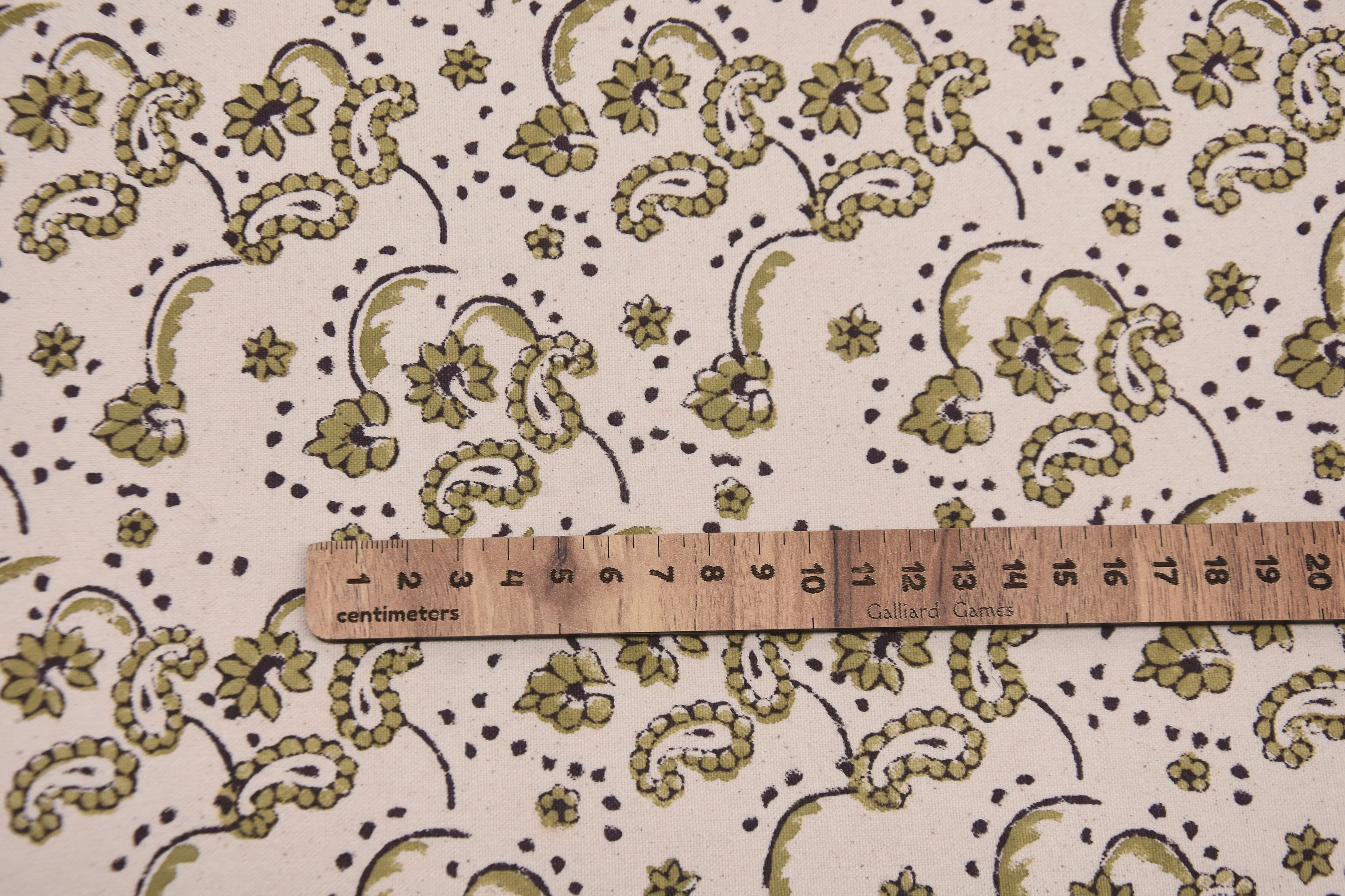 Thick cotton 44" wide fabric, cushion fabric, hand block print, Indian handmade art, windowpane, farmhouse decor - SAJAWAT