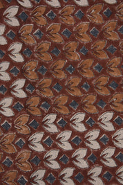 THICK LINEN HAND BLOCK PRINTED FABRIC – TITLEE FLORAL RUST ORANGE FOR ELEGANT HOME DECOR