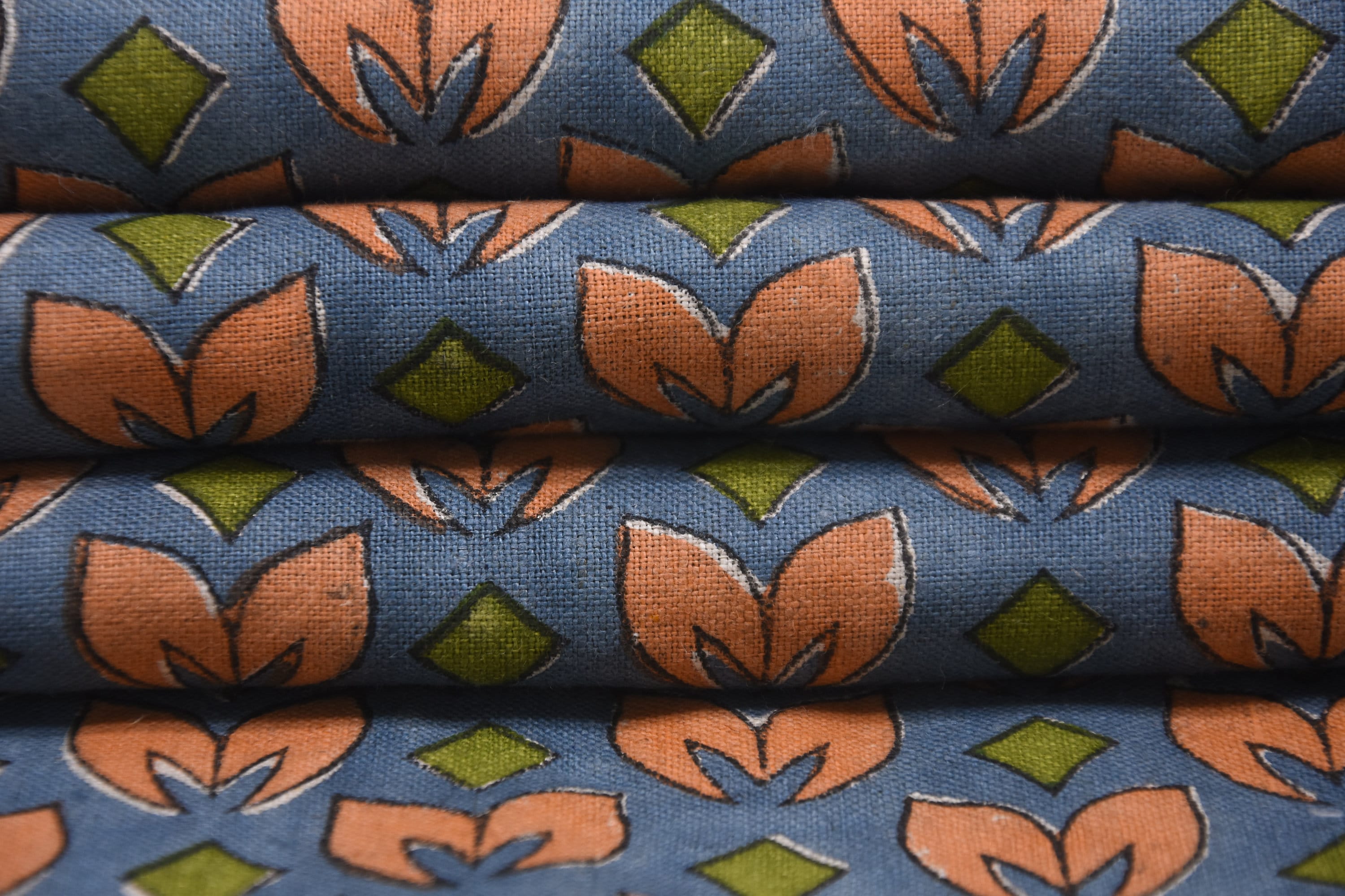 Block print pure linen 58" wide fabric for curtains, pillows, cushions, and drapes, Indian handmade art  - TITLEE