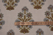 Pure linen 58" wide block print fabric, upholstery chair cover, natural soft fabric for cushions, pillows and tablecloth - MORPANKH