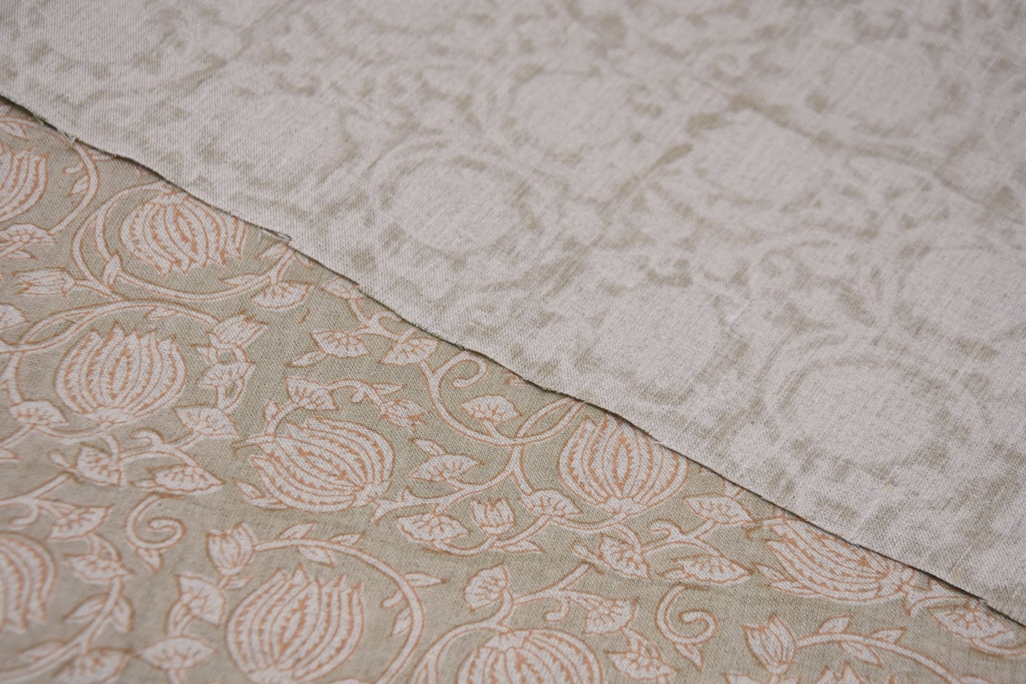 Hand block print pure linen floral handmade art, linen window curtains, pillow cover, cushions, table napkins - 6 KAMAL