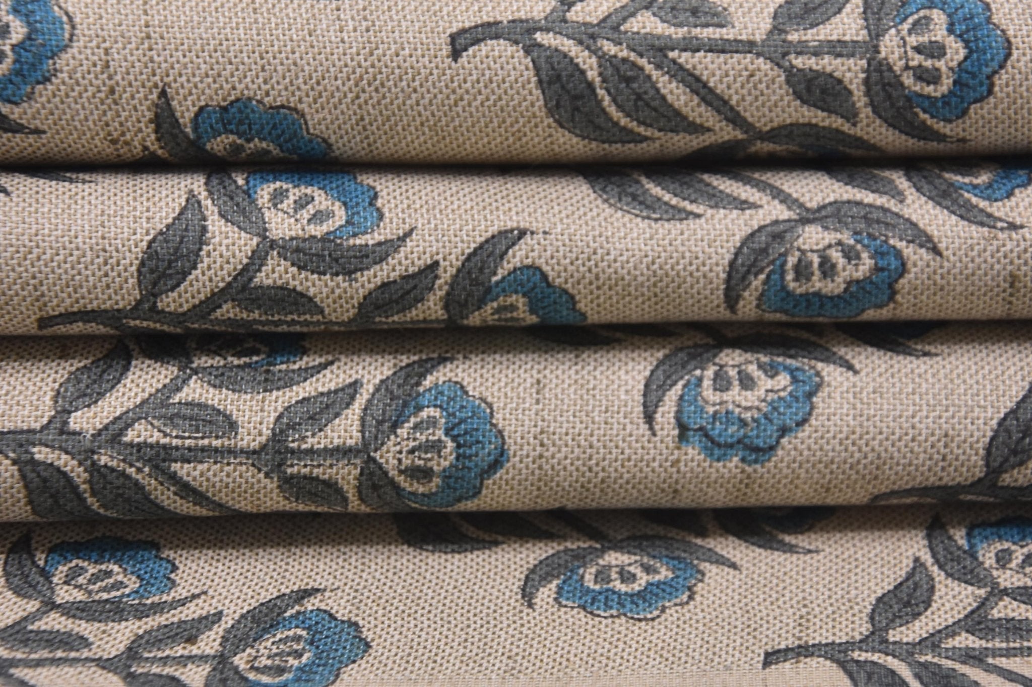 Natural linen blend fabric, hand block print, linen pillows and curtains, farmhouse window shades, napkins - BAELPATRA