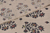 Window curtains, natural linen blend fabric, linen floral block print, farmhouse decor, pillows, cushions, napkin and tablecloth - SADABAHAR