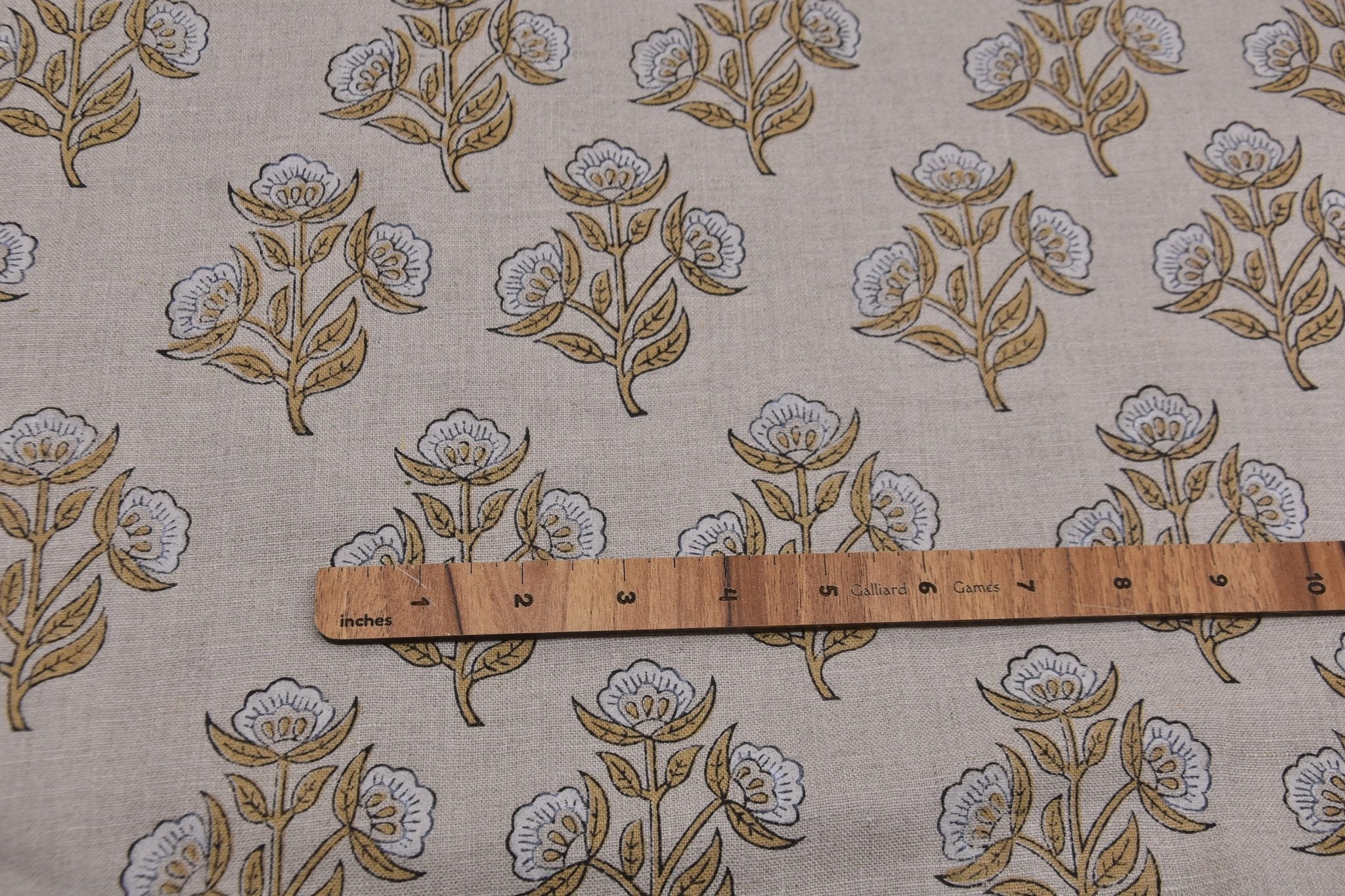 Block print window curtains, linen by yard, pure linen 58" wide, floral pillow cover, Indian handmade art - BAELPATRA