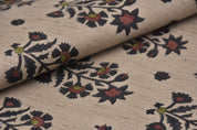 Window curtains, natural linen blend fabric, linen floral block print, farmhouse decor, pillows, cushions, napkin and tablecloth - SADABAHAR
