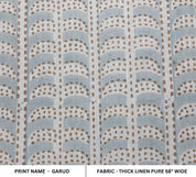 Floral block print thick linen pure 58" wide, fabric for couch cover and cushions, striped pattern print fabric - GARUD